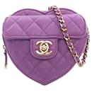 Sac à bandoulière Chanel Mini Lambskin CC in Love Heart violet
