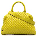 Bolso satchel Bottega Veneta mediano con asa superior Intrecciato amarillo