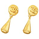 Gold Chanel CC Clip on Earrings