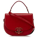 Rojo Chanel Bolso satchel mediano con solapa Coco Curve en piel de becerro