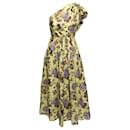 Hellgelbes und mehrfarbiges One-Shoulder-Kleid aus Seide mit Blumendruck von Ulla Johnson, Größe US M