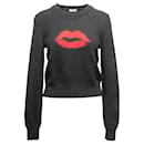 Black & Red Saint Laurent Virgin Wool Lip Motif Sweater Size US S