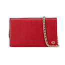 Red Gucci Leather Betty Wallet On Chain Crossbody Bag
