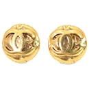 Gold Chanel CC Clip On Earrings