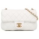 White Chanel Mini Rectangular Lambskin Pearl Crush Flap Crossbody Bag