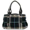 Schwarze Burberry-Handtasche aus Wolle mit House Check-Muster