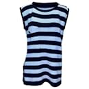 Vintage Navy & Light Blue Givenchy Striped Knit Sleeveless Top Size US M