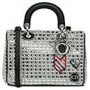 Silver Dior Small Tweed Patch Diorissimo Tote Satchel