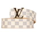 Cintura Louis Vuitton Damier Azur LV Initiales bianca