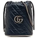Navy Gucci Mini Torchon GG Marmont Bucket Bag