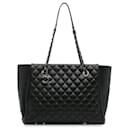 Black Chanel CC Charm Quilted Lambskin Leather Tote