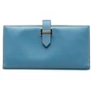 Portafoglio Hermes Epsom Bearn blu - Hermès