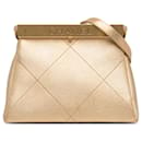 Gold Chanel Calfskin Kiss Lock Frame Bag