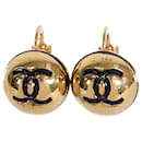 Gold Chanel CC Button Clip On Earrings
