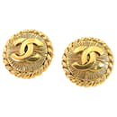 Gold Chanel CC Clip On Earrings