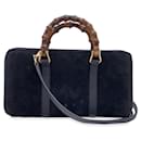 Vintage Black Suede Bamboo WOC Wallet on Chain Crossbody - Gucci