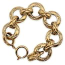 Pulsera de eslabones de cadena con anillo de cristales de metal dorado vintage - Chanel