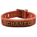 Vintage-Gürtelarmband mit Logo aus Gummi in Orange und Grün - Chanel
