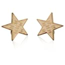 Boucles d'oreilles à clip avec logos CC étoiles en métal doré vintage - Chanel