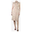 Neutral sleeveless belted midi dress - size UK 10 - Burberry