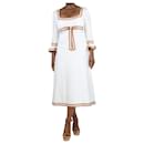 White bow-detail linen midi dress - size UK 14 - Zimmermann
