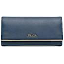 Prada Blue Saffiano Continental Cartera