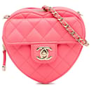 Sac à bandoulière CC in Love Heart en cuir d'agneau rose Mini Chanel