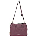 Burberry Medium Banner Tote Bag in Purple Leather and House Check Canvas 