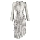 Zimmermann Corsage Python-Print Tiered Midi Dress in Grey Silk 