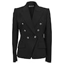 Versace Double-Breasted Signature Blazer in Black Wool