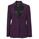 Versace Contrasting Collar Blazer in Purple Wool