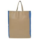 Celine Bicolor Cabas Tote Bag aus beigem und blauem Leder - Céline