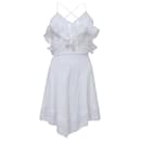 Charo Ruiz Sabine Crocheted Lace-Paneled Midi Dress In White Cotton - Autre Marque