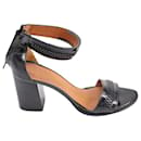 Givenchy Ankle Strap Block Heel Sandals in Black Patent Leather