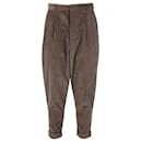 Ami Carrot Trousers in Brown Cotton Corduroy 