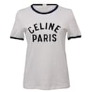 Kurzärmliges T-Shirt mit Celine-Logo aus weißer Baumwolle - Céline