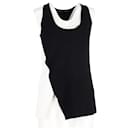 Proenza Schouler Asymmetrical Knit Sleeveless Top Black and White Wool