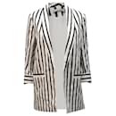 Alice + Olivia Vertical Striped Blazer in Black and White Cotton