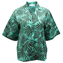 Diane Von Furstenberg Tropical Print Shirt in Green and Black Cotton 