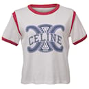 T-shirt a maniche corte con logo Celine in cotone bianco - Céline