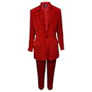 Traje pantalón de seda roja con botonadura sencilla de Ralph Lauren - Ralph Lauren Collection