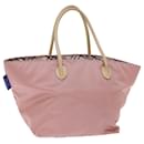 BURBERRY Nova Check Blue Label Hand Bag Nylon Pink Auth bs14275 - Burberry