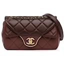 Red Chanel CC Quilted Lambskin Double Flap Shoulder Bag