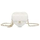 Chanel Mini Pele De Cordeiro CC Branca Apaixonada Bolsa Com Cinto Coração