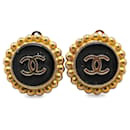 Boucles d'oreilles à clip Chanel CC noires