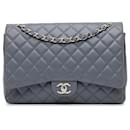 Gray Chanel Maxi Classic Lambskin Double Flap Shoulder Bag
