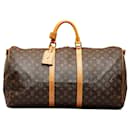 Bolsa de viaje marrón Louis Vuitton Monogram Keepall Bandouliere 55