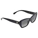 Black & Navy Chanel Printed Chain-Accented Sunglasses