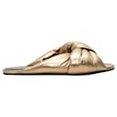 Gold Balenciaga Metallic Leather Puffy Knotted Slide Sandals Size 36.5