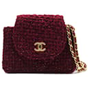 Borsa a tracolla rossa Chanel CC in tweed